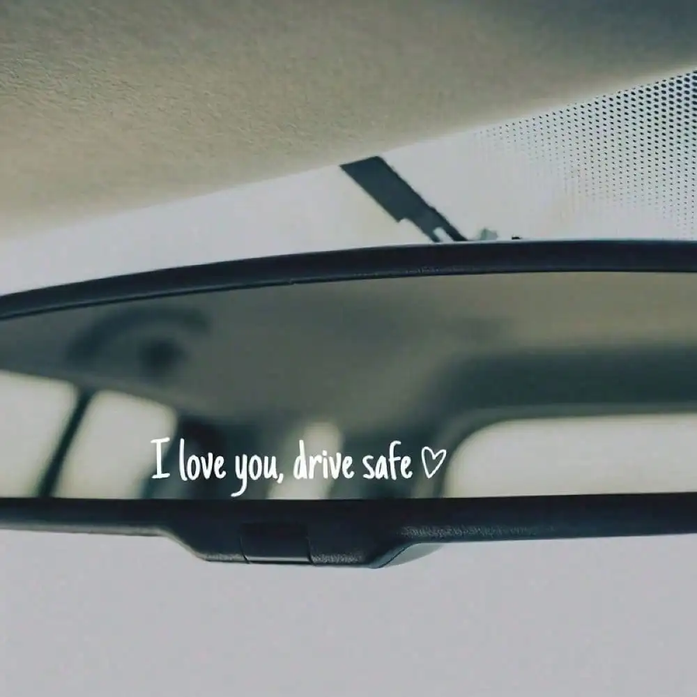 I Love You Drive Safe Mirror Decal, Rearview Mirror Car Decals For Women, Vinyl Decal - Detail 1
