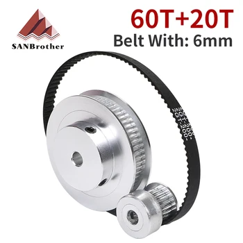 Polea de correa de distribución GT2 60 dientes 20 dientes reducción 3:1/1:3 Kit accesorios de impresora 3D ancho de correa 6mm diámetro 5/8/10mm