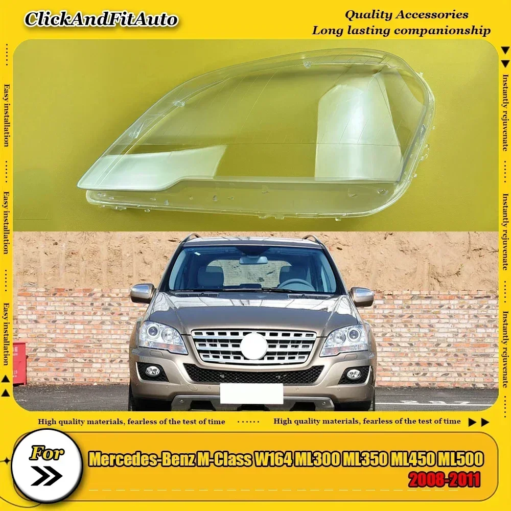 

For Mercedes-Benz M-Class W164 ML300 ML350 ML450 ML500 2008-2011 Headlight Transparent Cover Lampshade Headlamp Shell Plexiglass