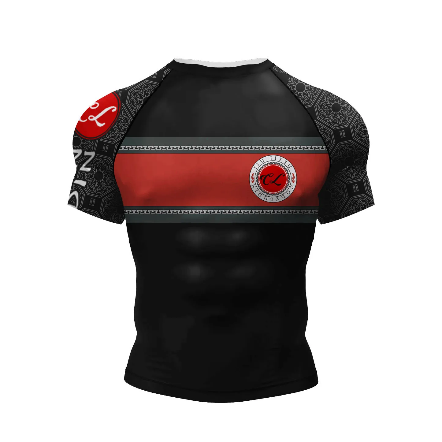 Różowa męska Jujutsu BJJ No Gi Rash Guard sublimacja męska do biegania na trening t-shirt 3D z krótkim rękawem