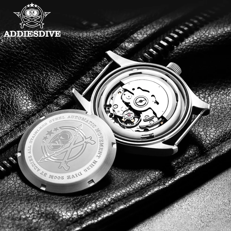 ADDIESDIVE NH35A Orologi da polso meccanici da uomo di lusso Orologi analogici impermeabili luminosi in acciaio inossidabile Orologio automatico da sub