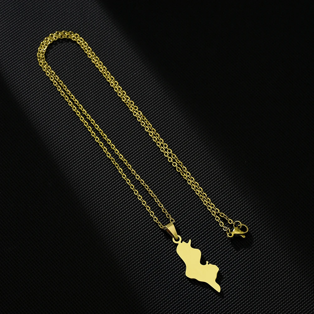 الأوروبية الأمريكية الساخن بيع الفولاذ المقاوم للصدأ تونس السلس مخطط قلادة على شكل خريطة قلادة للجنسين زوجين مجوهرات وطنية العرقية #3