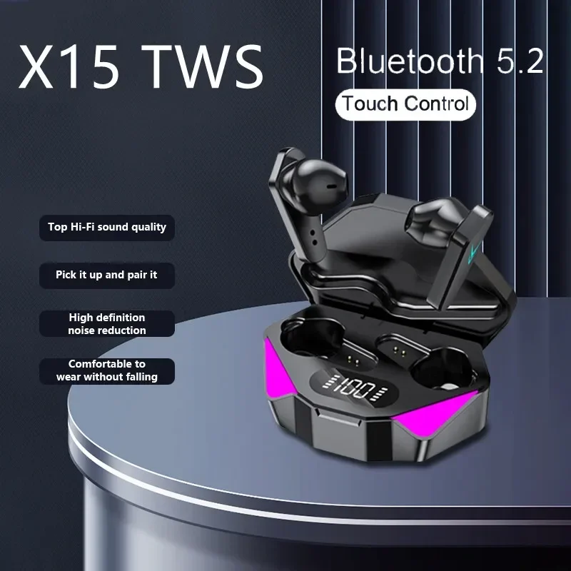 NEW X15 TWS Earphones Bluetooth Wireless Gamer Headphones 65ms Low Latency Earbuds Fone Headset Gamer With Mic Handfree