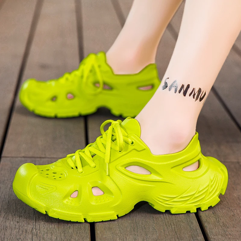 

Мужская удобная прогулочная обувь с мягкой подошвой, Лидер продаж, летние ажурные классические мужские сандалии для взрослых, нескользящие трендовые резиновые тапочки