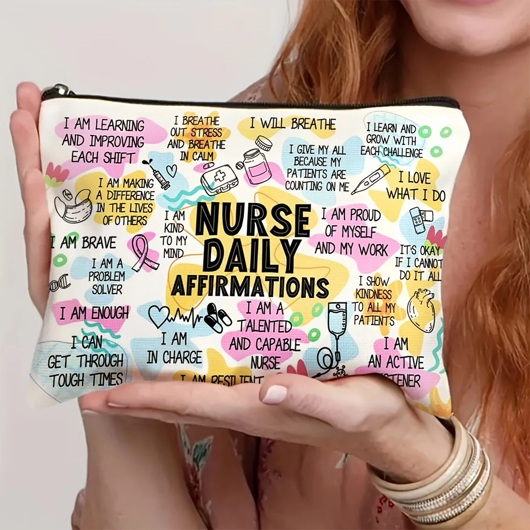 Nurse Makeup Bag Nurse Daily Affirmations Mental Health Gift Motivational Female Mother Teacher Narcissistic Nurse Mother's Day
