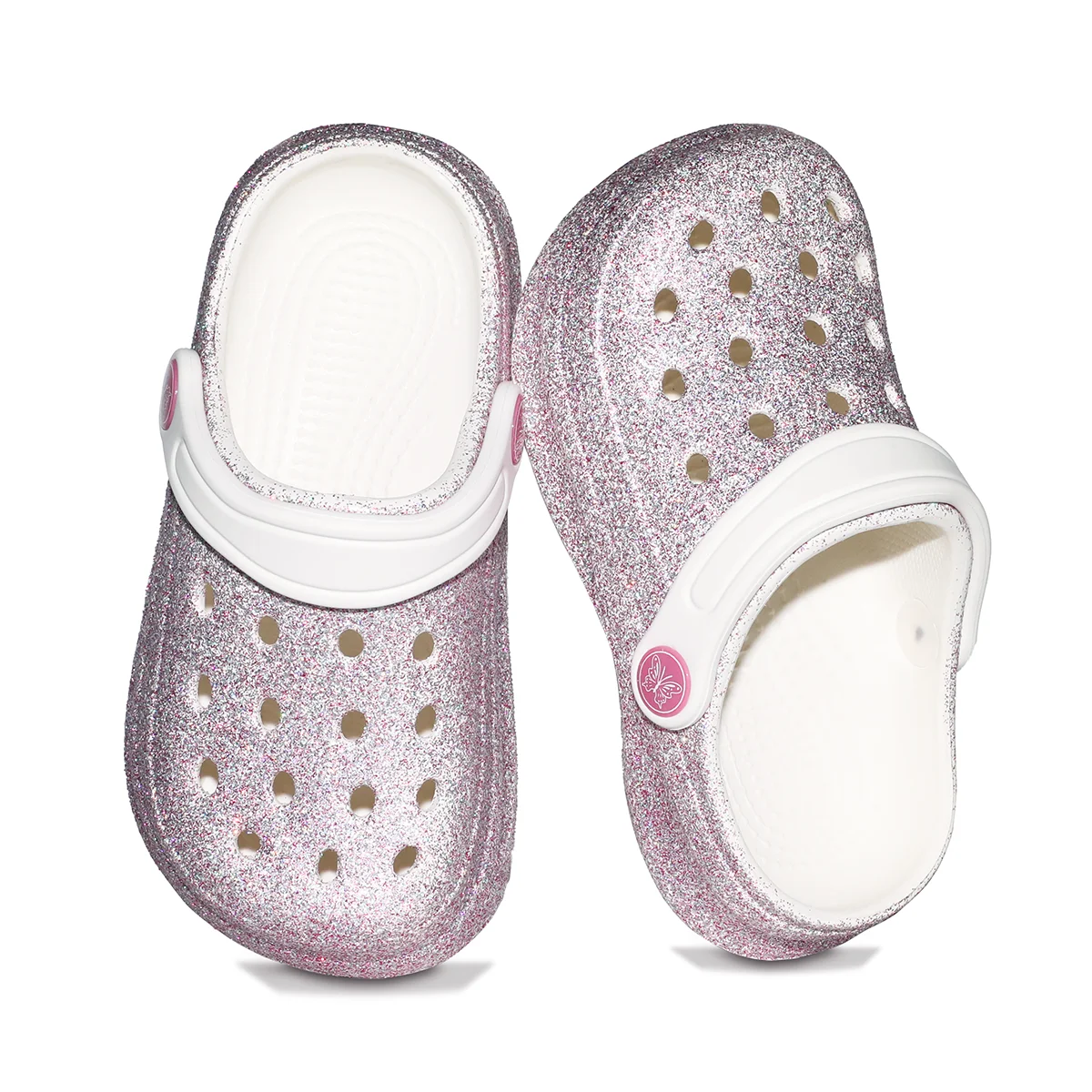 Kid's Glitter Clog and Mules, Lightweight EVA Garden Shoes, Non-Slip Sandals, Breathable Slip-On Shoes for Indoor Outdoor 168