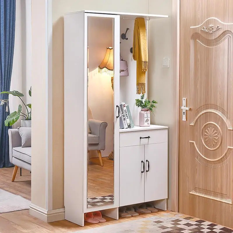 Ultra-thin door shoe cabinet full-body mirror shoe cabinet household door with full-length mirror entry mirror