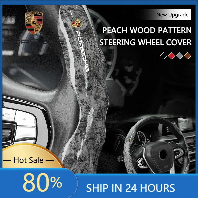 

Interior Stickers Fot Porsche 2Pcs Car Steering Wheel Cover For Porsche Panamera Cayenne Taycan 911 718 Macan Carrera-GT 928 944