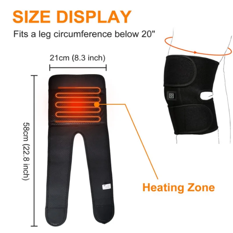 Electric Heating Knee Pad USB Thermal Therapy Heated Knee Brace Support for Arthritis Joint Pain Relief Old Cold Leg Knee Warmer