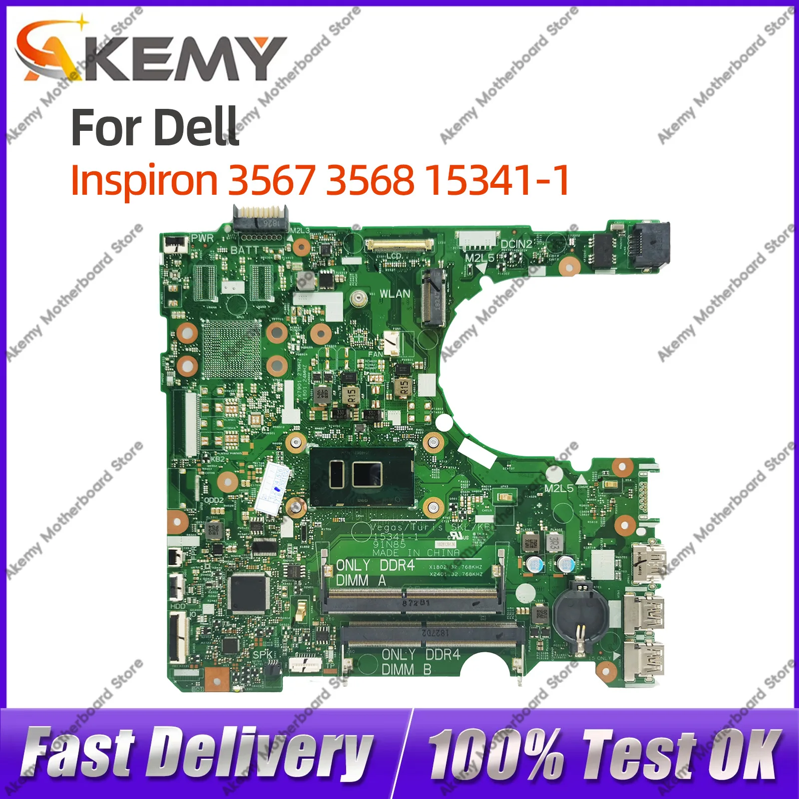 

For DELL Inspiron 3567 3568 15341-1 Notebook Motherboard CN-0RY2Y1 0D71DF 0DKK57 I3 I5 I7-7th Gen CPU 100% Tested