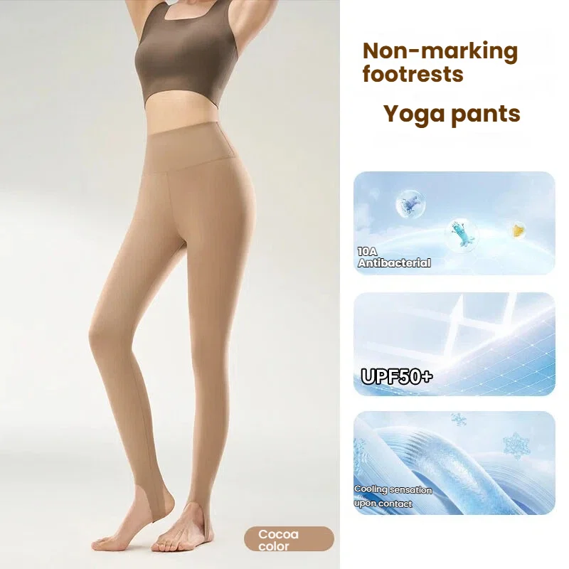 Stirrup Shark Leggings Women High Waist Tummy Control Butt Lifting Thin Summer Yoga Pants Elastic Slimming Footed Tights