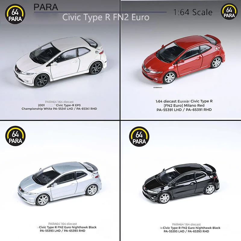 NEW PARA64 1/64 Civvic Type R FN2 Euro Alloy Toy Cars 3 inches Models by For Collection Gift