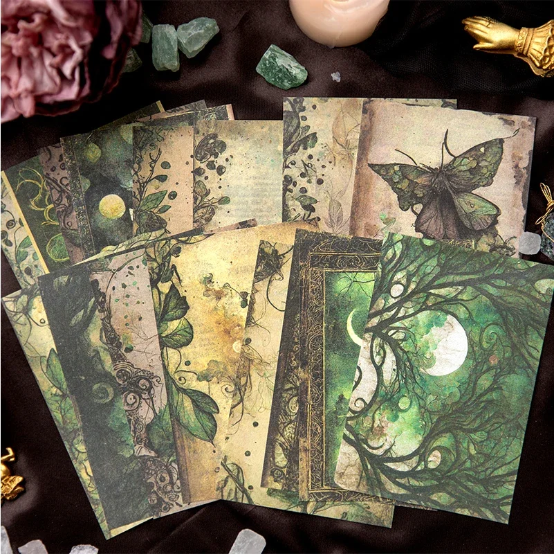 48Pcs Material Paper Desolation Secret Realm Vintage Art Decoration Base Paper Memo Pad Package Scrapbook Cut 130*90mm