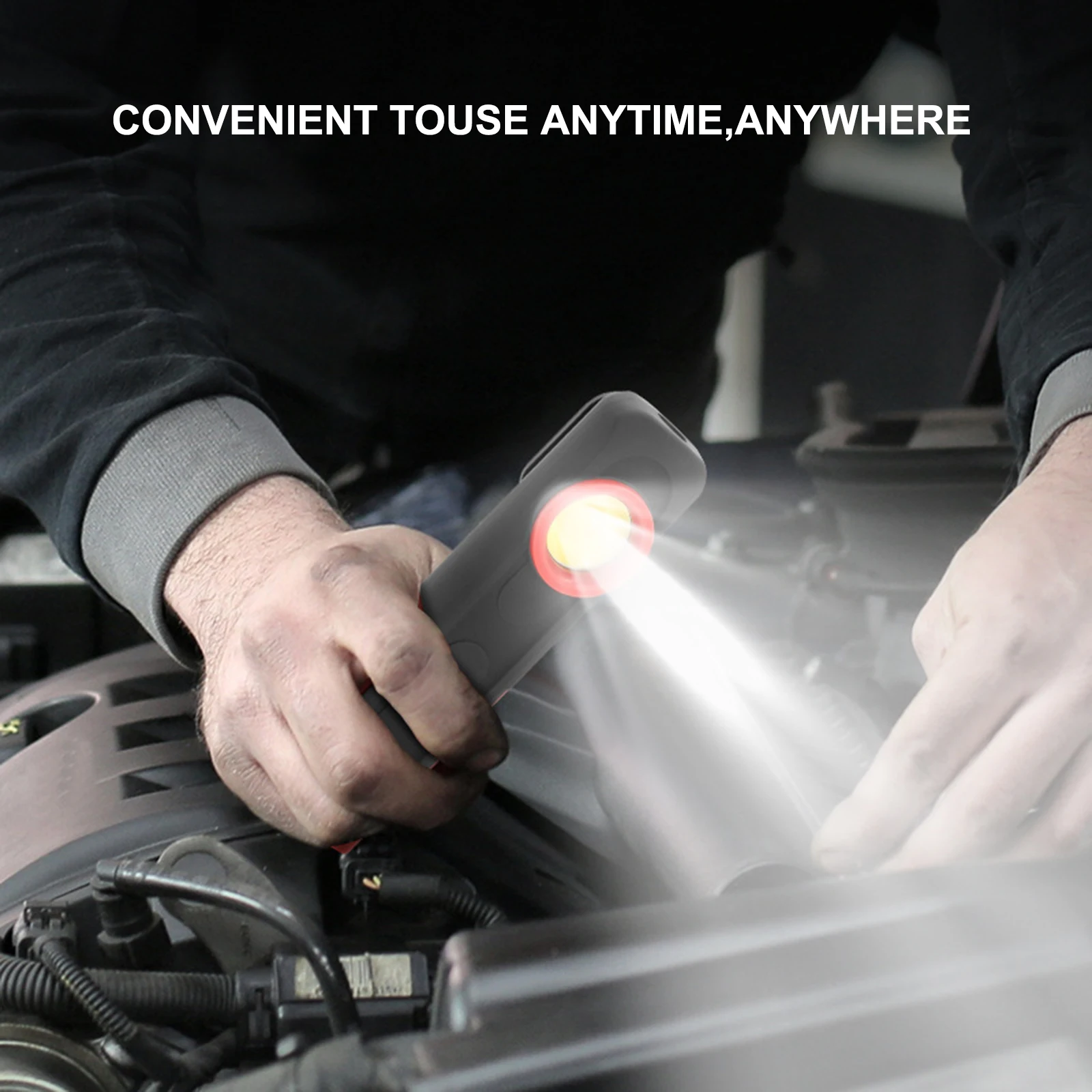 Portable COB Flashlight, Rechargeable Magnetic Emergency Work Light, Car Inspection and Repair Camping Lights