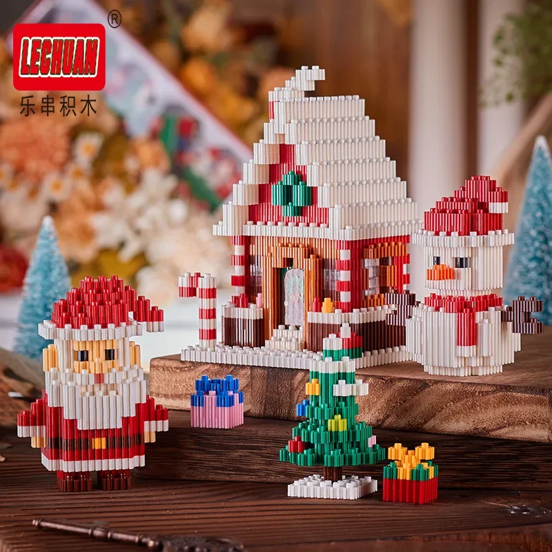 

Christmas Linkgo Building Blocks Santa Claus Elk Snowman Christmas Tree House Assembled Mini Bricks Figure Toy For Kids Gift