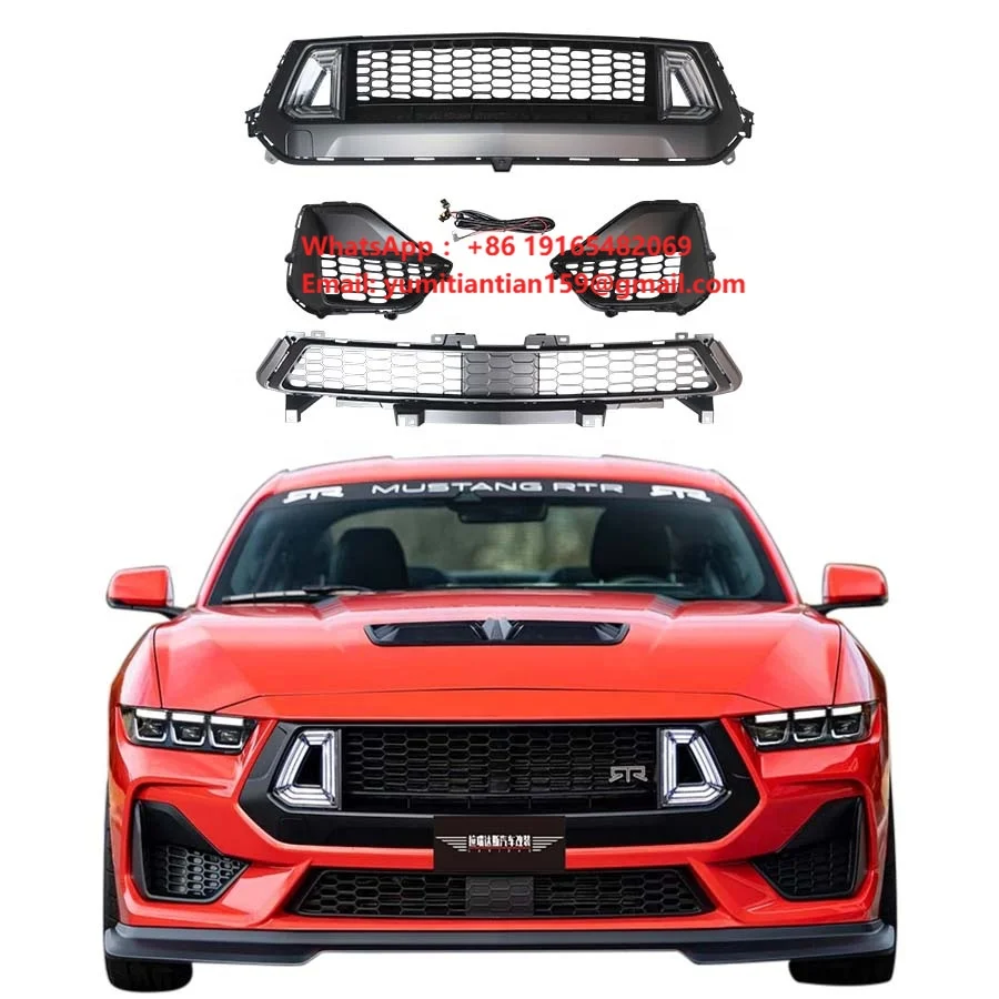 LED Lights Grille for Ford Mustang Dark Horse S650 New ABS Material Exterior Accessories Body Kit
