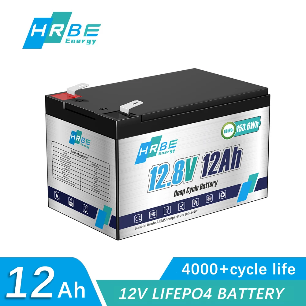 

12V 12Ah LiFePO4 Battery 4000+Deep Cycles Rechargeable Battery with BMS Lithium Iron Phosphate Battery for Lighting,Solar,Toys