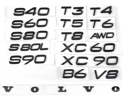 3D Chrome ABS Car Letters For Volvo XC60 XC90 S60 S80 S60L V40 V60 T5 T6 AWD Emblem Badge Logo Sticker Trunk Accessories