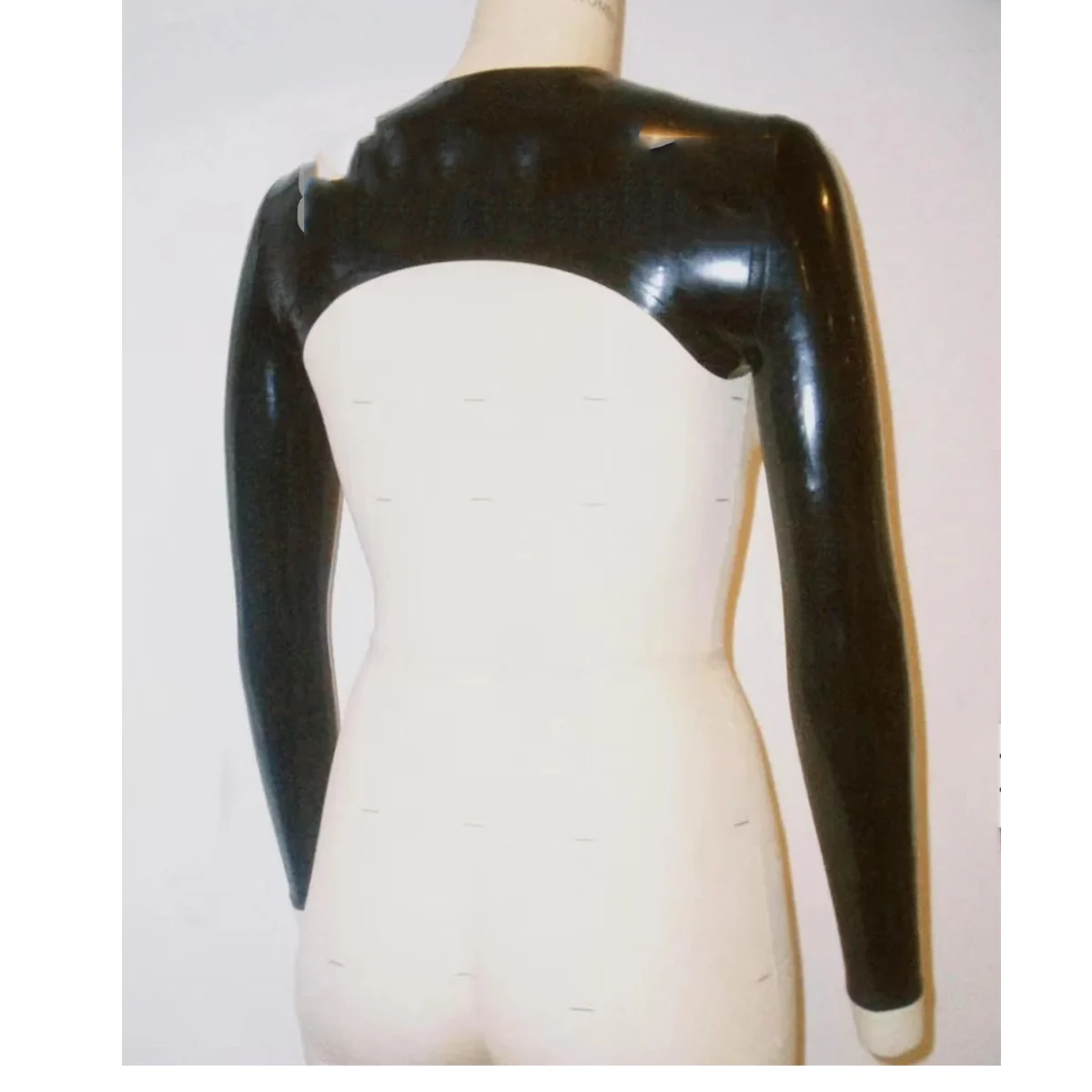 Handgefertigtes schwarzes Latex-Oberteil für Herren, Latex-Gummi, langärmelig, Bolero, Crop-Tops, Herrenhemd ohne Reißverschluss, Cosplay-Kostüme, maßgeschneidert