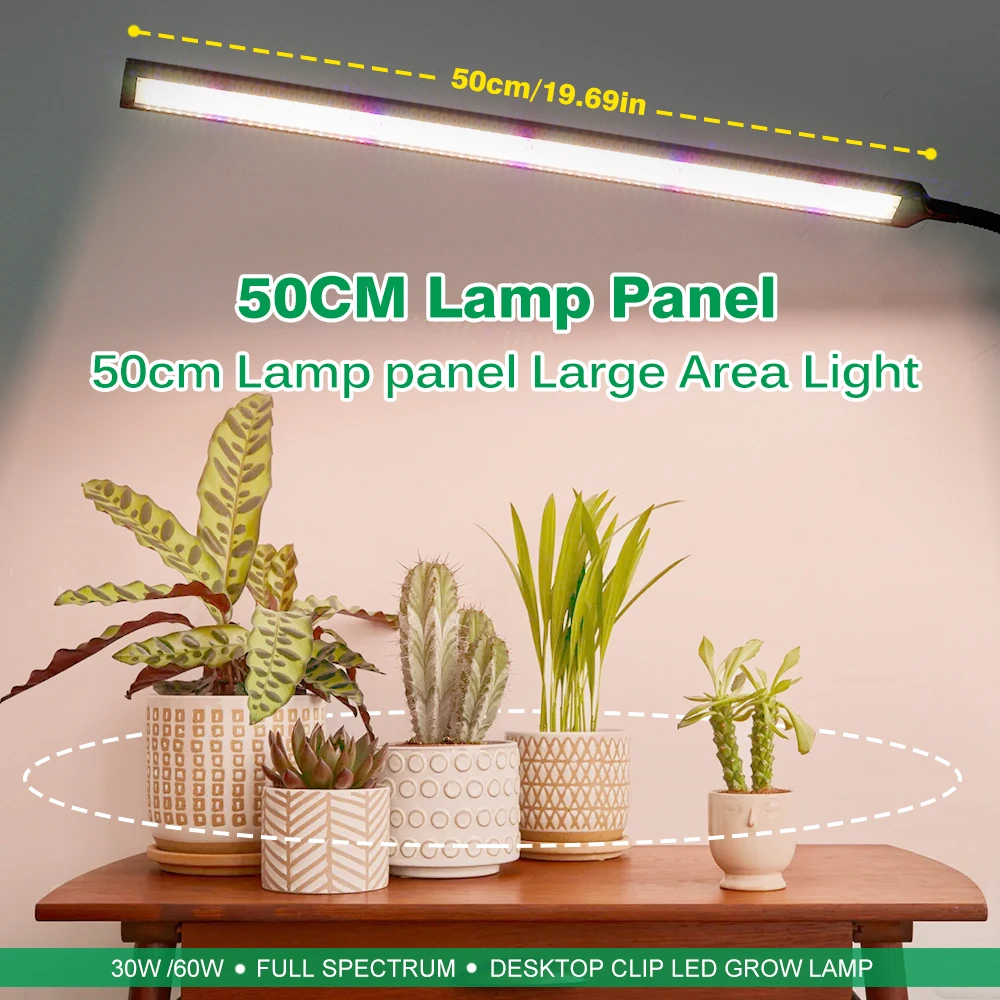 Desktop Clip LED Grow Light 30W 60W Full Spectrum LED Growth Tube SMD2835 For Greenhouse Indoor Veg Flowers Seeding
