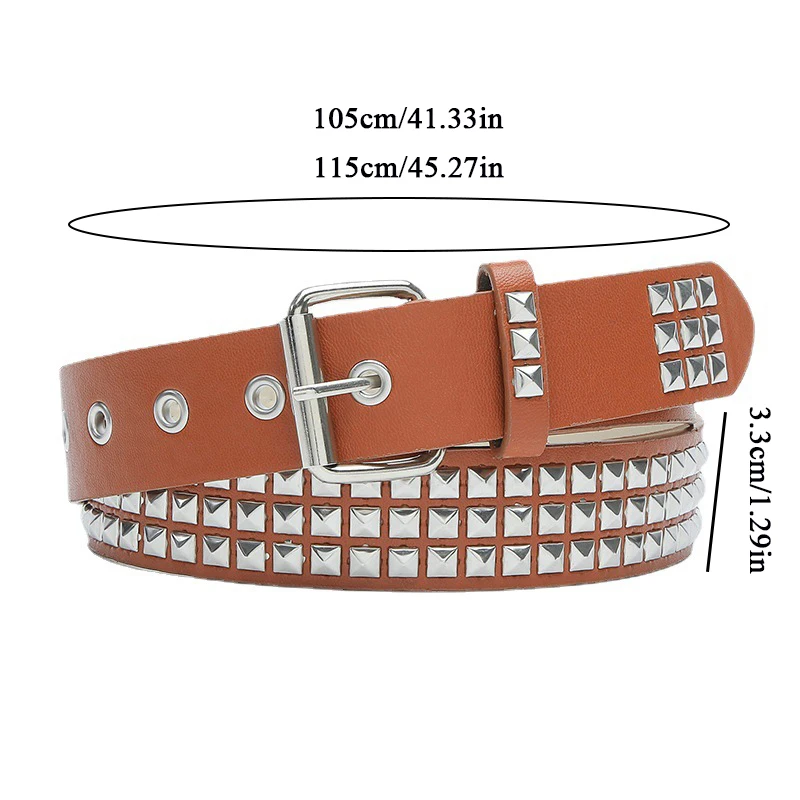 Goth Punk Style Belts For Women Vintage Rivet PU Leather Waist strap For Jeans Belts Pin Buckle Y2K Girls Fashion Belt Waistband