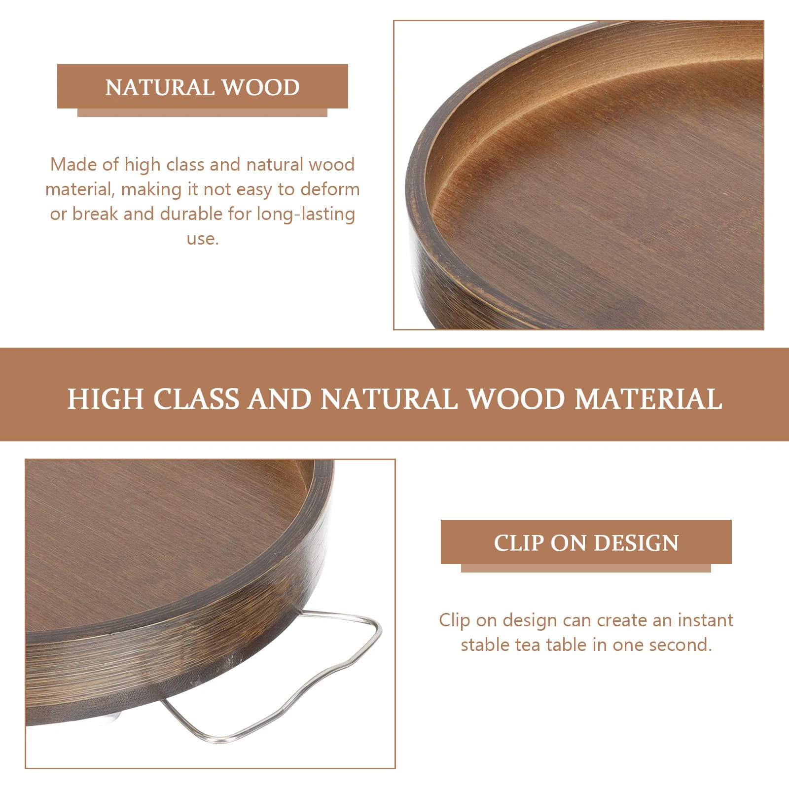 High Quality Solid Wood Sofa Arm Tray Table Compact Couch Side Tray for Dessert Snack Holder Homework Use