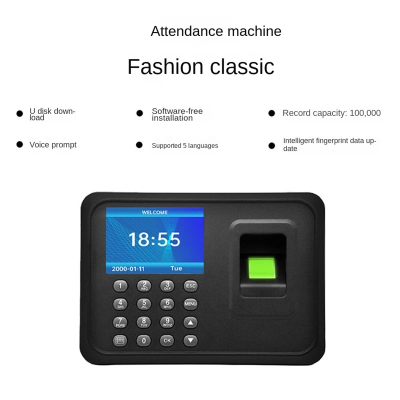 Fingerprint Attendance Machine Biometric Attendance System 1000 Fingerprint Capacity Support USB Driver Download US Plug