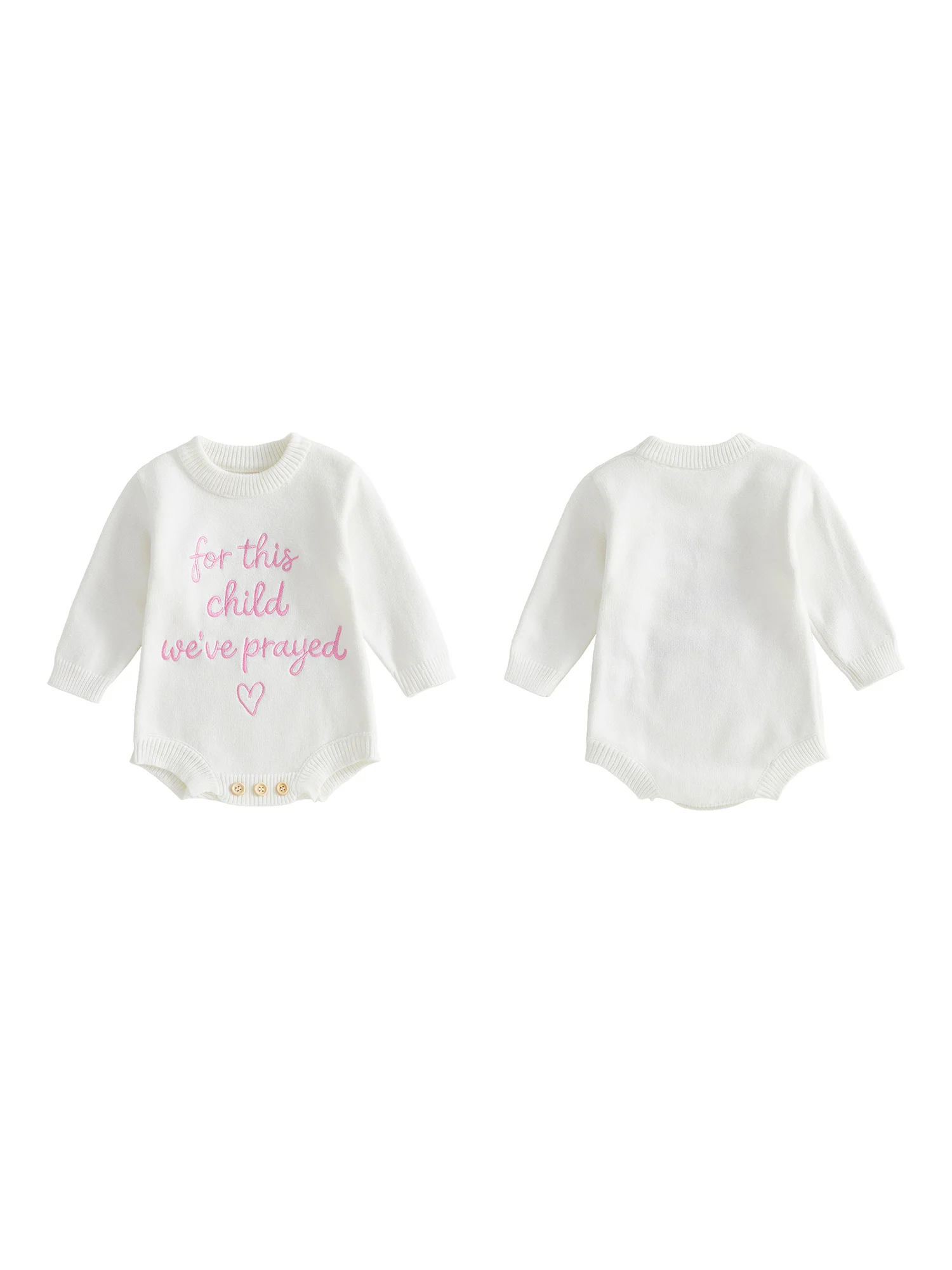 Romper Long Sleeve Long Sleeve Romper Long Embroidery Baby Knit Sweater Long-Sleeve-Letters Premium Infant Baby Knit
