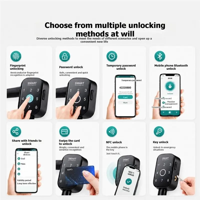LLCS-Smart Bicycle Lock Anti Theft Electric Battery Car Fingerprint Lock Smart Fingerprint Chain Lock For Bicycle Motorcycle