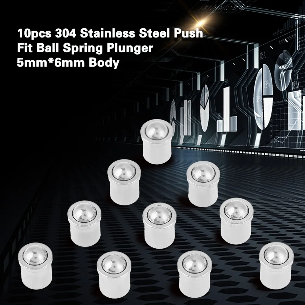 10pcs No Step Design Ball Spring Plunger Smooth Surface Spring Plunger Screw Push Fit Ball Plunger For Mechanical Devices