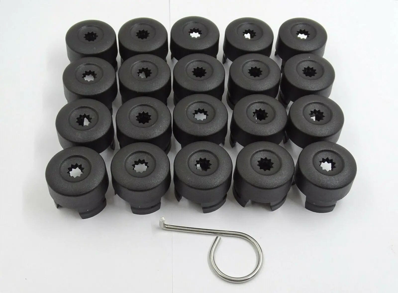 7L6 601 173A 2ZZ 20pcs Black Wheel Lug Bolt Nut Cap Cover + Tool 7L6601173A for VW TRANSPORTER T5 Touareg 2004 - 2016