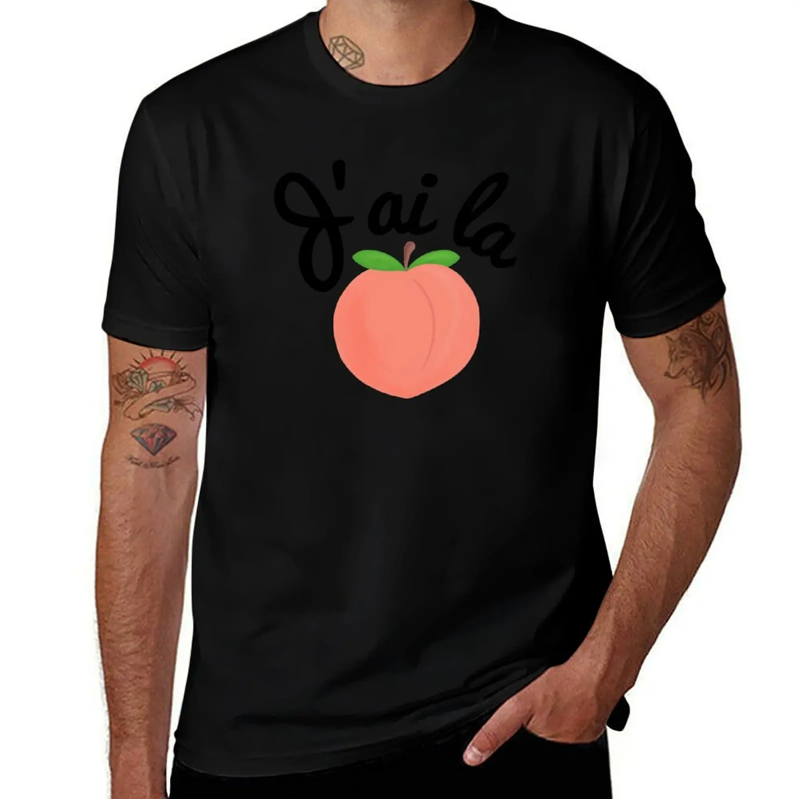 

J'ai la pêche - I'm Feeling Peachy in French T-Shirt graphic t shirts for man t shirt man plain printed t shirts for man T-Shirt