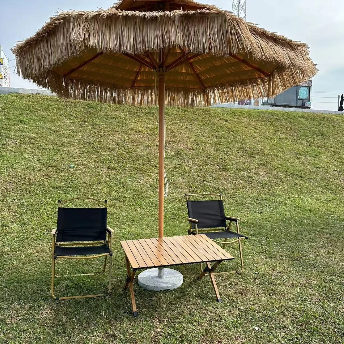 Artificial straw umbrella scenic agritainment outdoor shading mid-column umbrella beach camping B & B Thatched