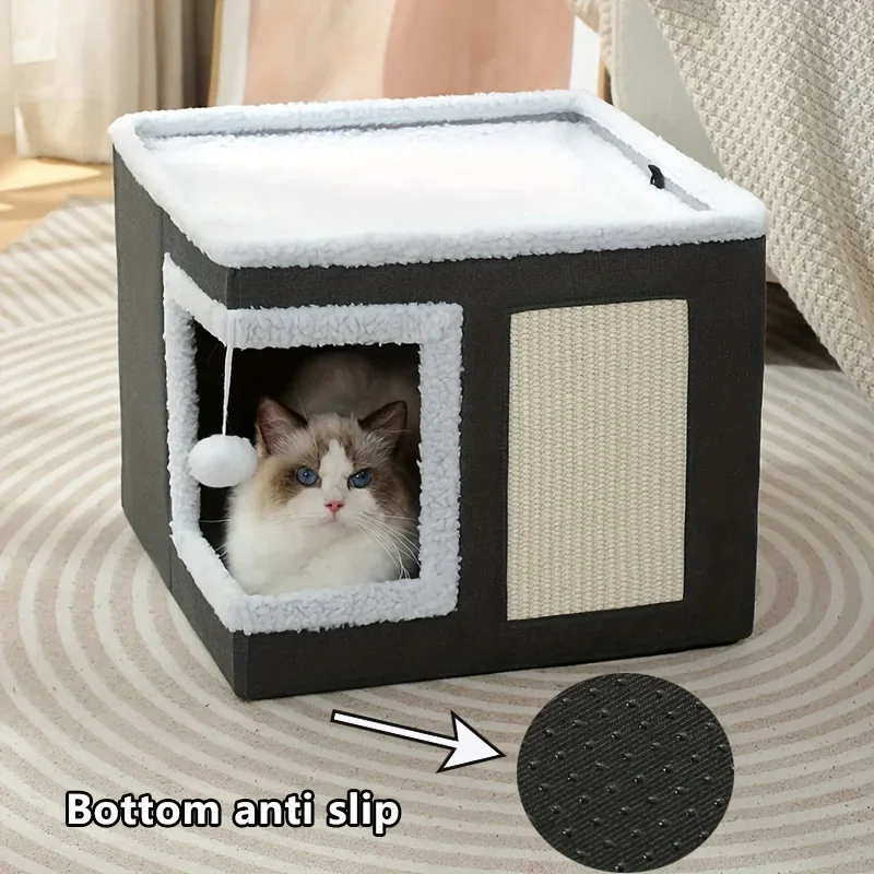 Cat House The Foldable with A Built-in Scraper Features A Sleek Modern A Non-slip Bottom for Added Stability Design and Includes