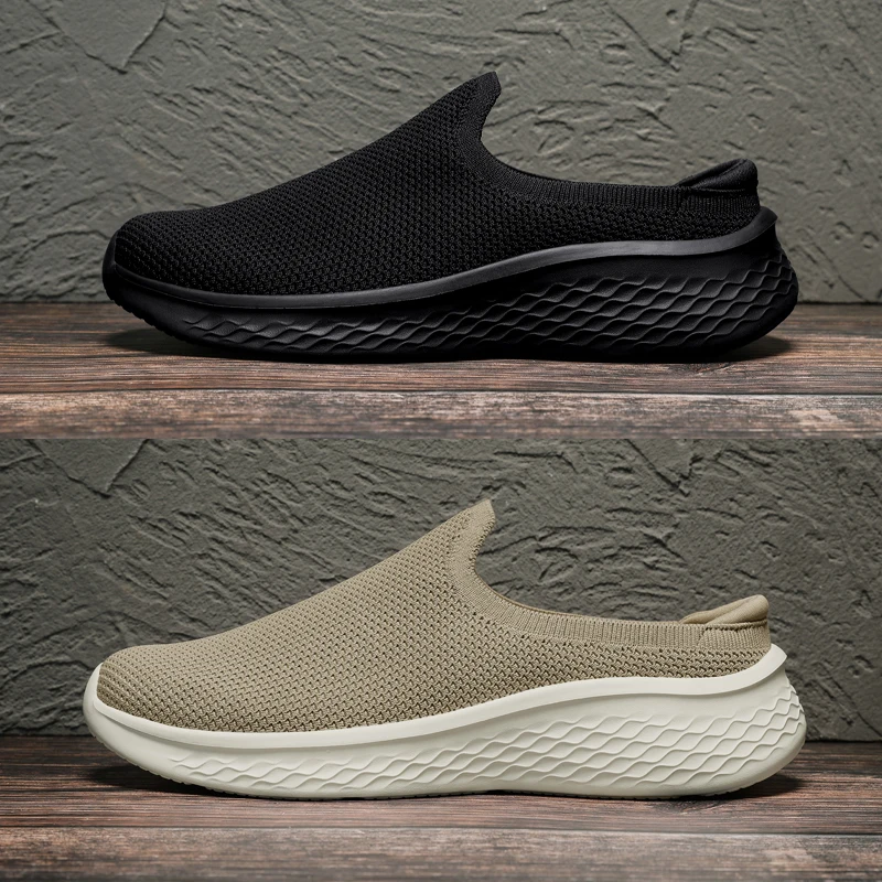 

Big Size Men Casual Mules Super Light Mesh Slippers Closed Toe Half Slipper Breathable Male Flats Shoes Outdoor Slip-on Footwear