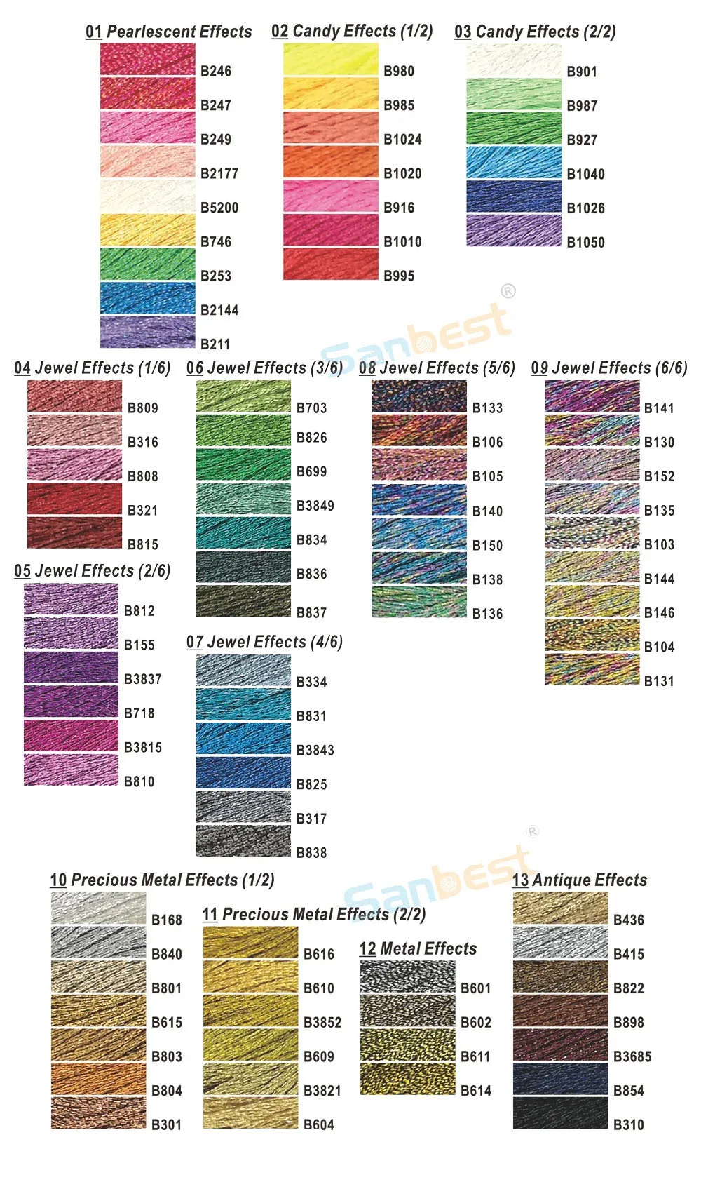 Sanbest Metallic Cross Stitch Thread Shiny Effect Embroidery Threads DIY Decor Hand Knitting Crafts Floss Sewing TH00042