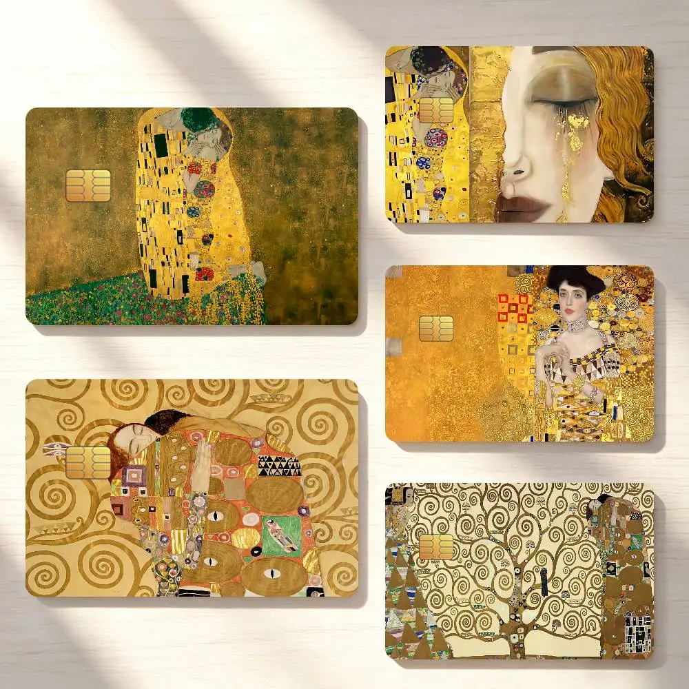 Art Gustav Klimt Kiss Credit Card Sticker Waterproof Anti-Scratch 4PCS Bank Debit Traffic Cover Decoration