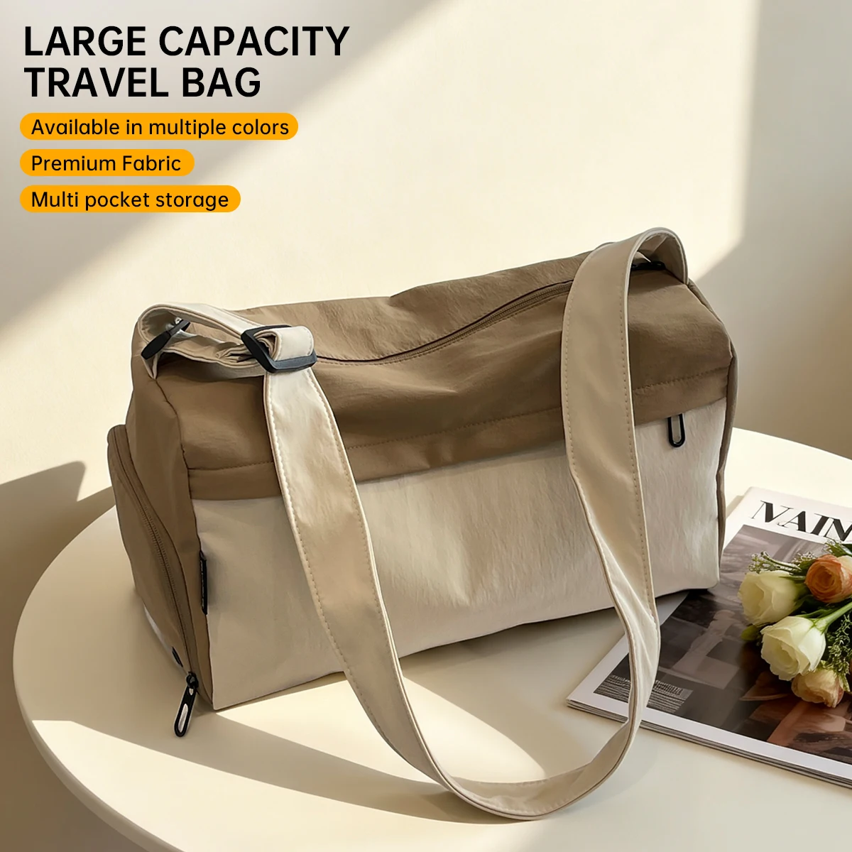 New Korean-Style Retro Tote Bag for Women, Large-Capacity Shoulder Bag, Simple Commuter Handbag, Fashionable and Versatile Crossbody Bag