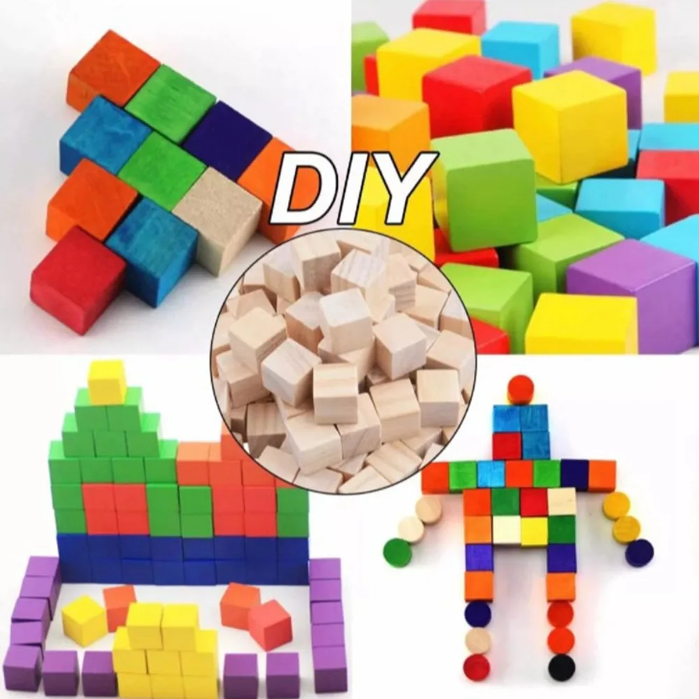 

100pcs Unfinished Wood 2cm Wooden Cubes Square Wood Color Wood Blocks Unfinished Smoothed Surfaces Craft Cubes Crafts