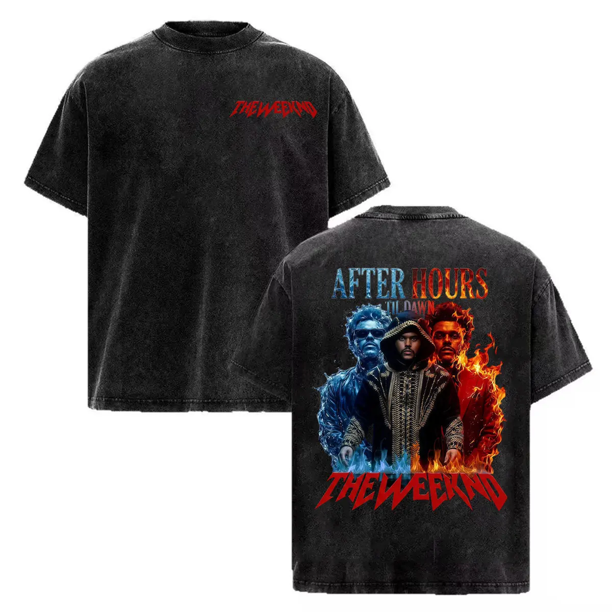 The Weeknd After Hours Til Dawn Vintage Washed T-shirts Men Women Harajuku High Street T Shirts Summer Tops Casual Loose T-shirt