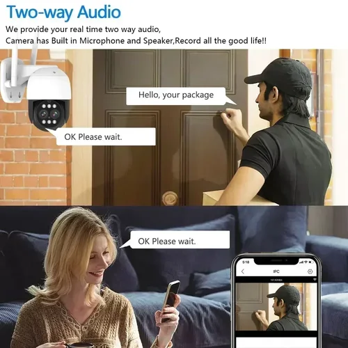 Imagen 2 del producto EseeCloud 4K 8MP WiFi exterior lente Dual 10X PTZ Zoom cámara de Audio bidireccional seguimiento automático protección de seguridad cámara de monitoreo