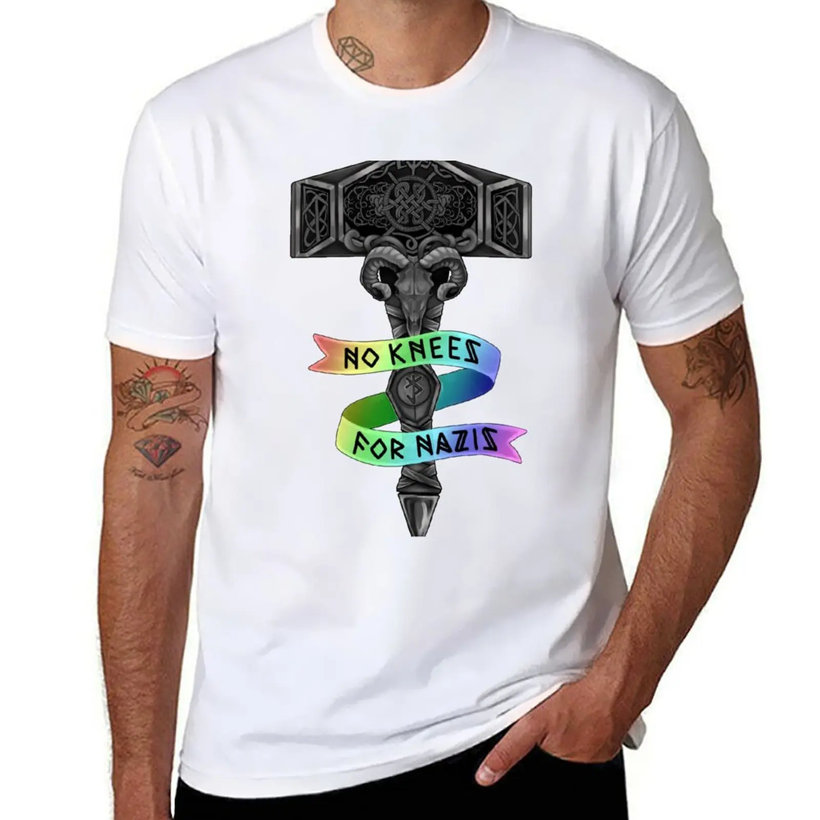 

Футболка No Knees (Rainbow) мужская дизайнерская мужская футболка из плотного хлопка