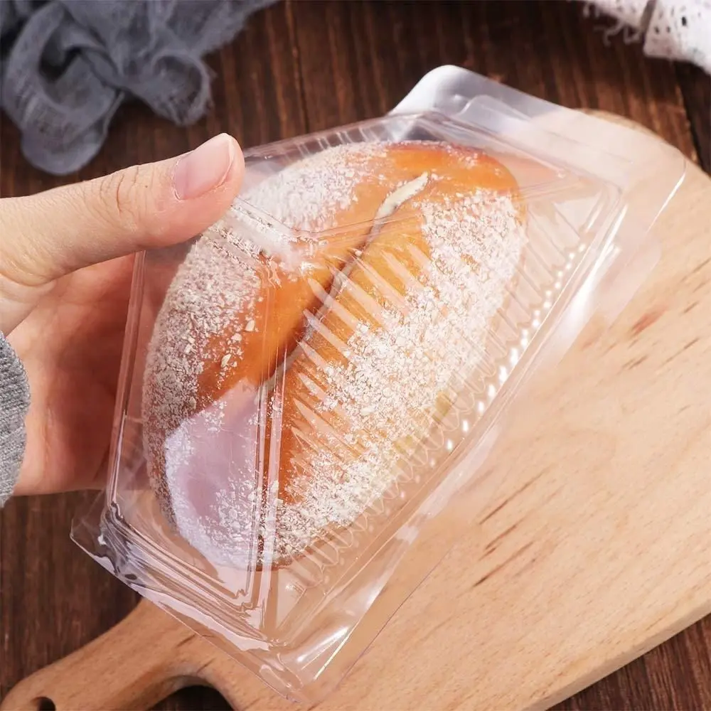 100Pcs New PET Sandwich Packing Box Clear with Lids Sandwich Triangle Case Reusable DIY Disposable Wrap Box Kitchen