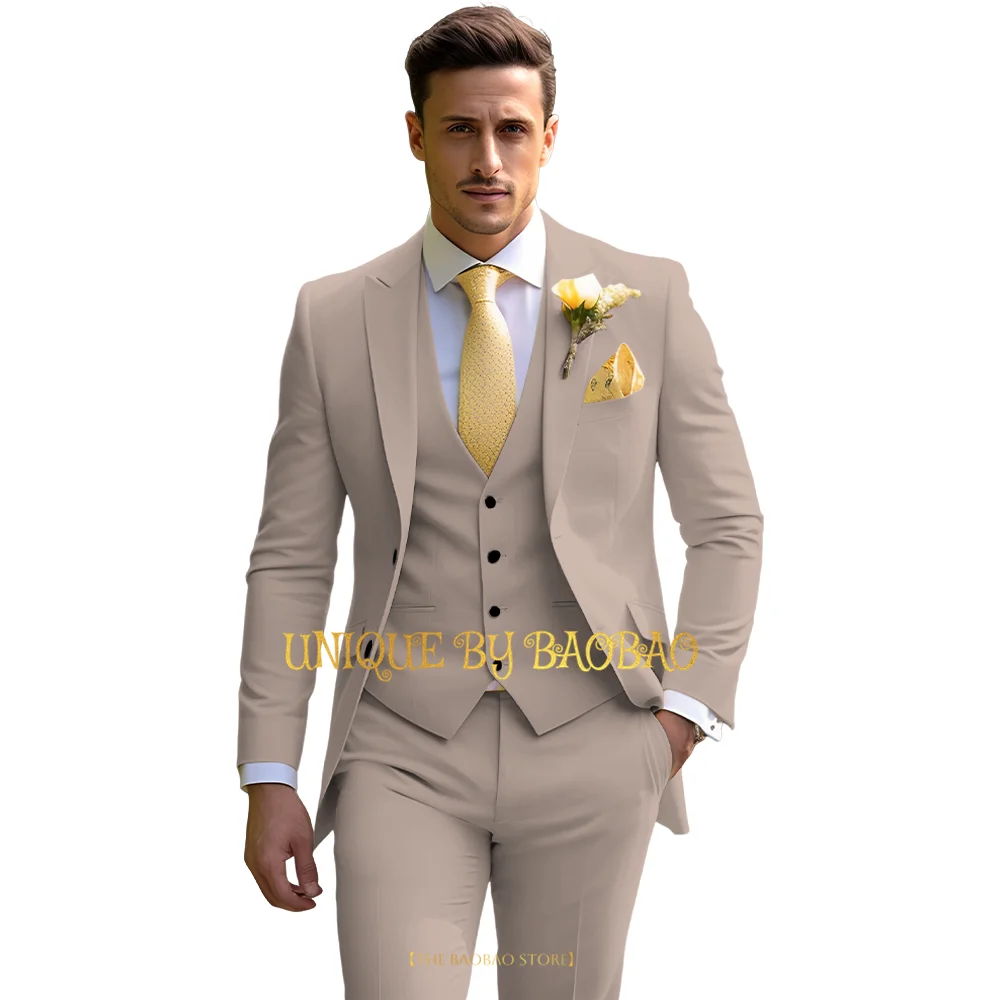 

Men's Suit 3 pieces groom/groomsman suit (jacket, vest, pants) High-end custom men's cocktail party dinner suit