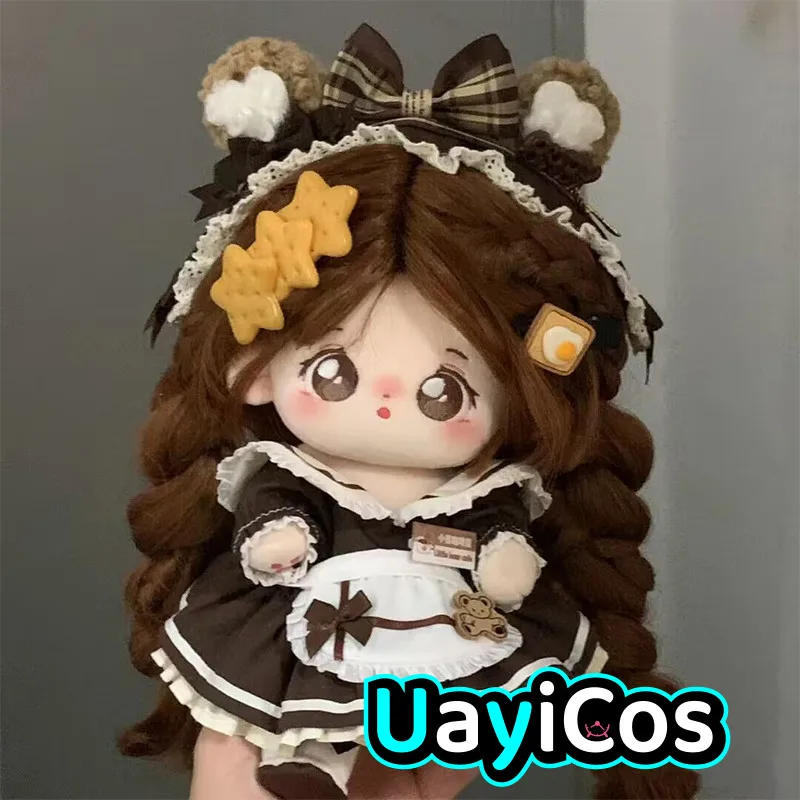 20cm Doll Clothes Coffee House Maid Bear Ear Hair Band Lolita Skirt Dress Suit  Plushies Plush Doll Accessories Anime Toy Kids