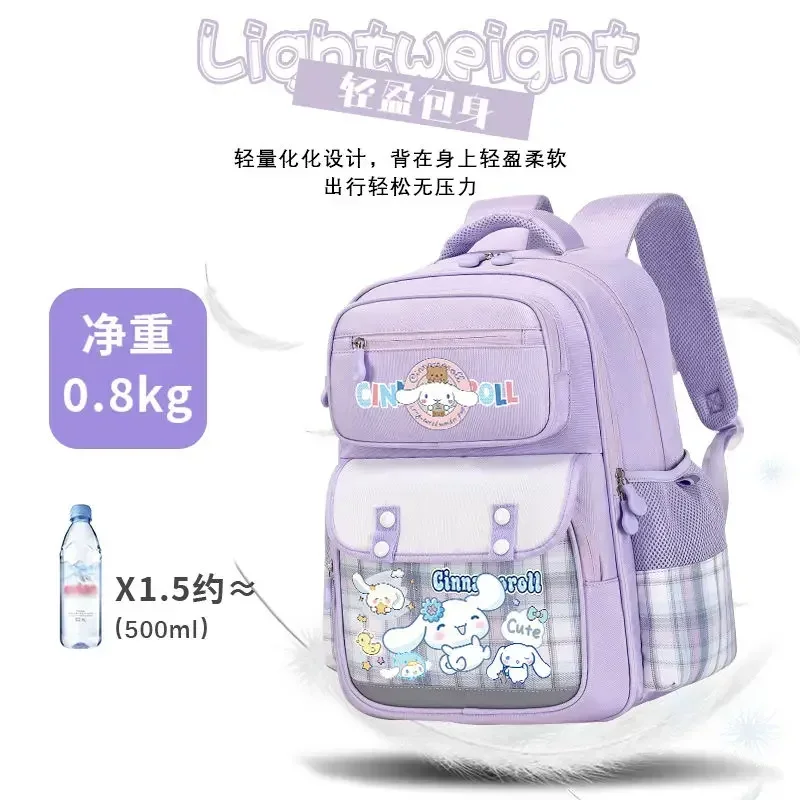 Sanrio ransel Anime Cinnamoroll untuk anak-anak mainan Kawaii perempuan kapasitas besar ransel pelindung tulang belakang ringan lucu