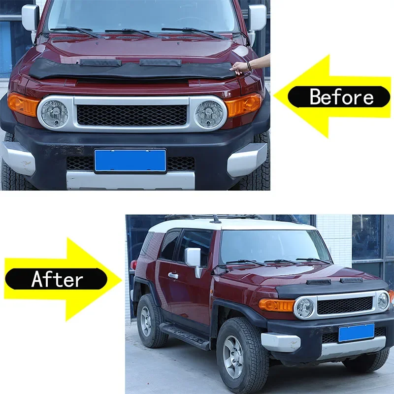 For Toyota FJ Cruiser 2007-2021 Car Hood Sand and Stone Deflector Protection Cover Black Leather Exterior Accessories