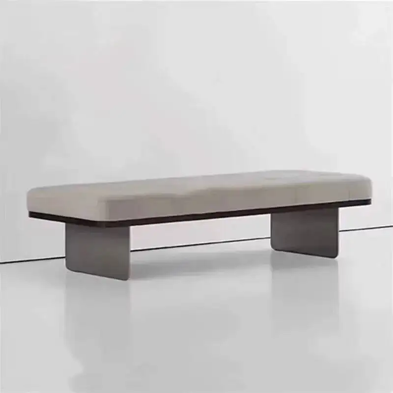 Stainless Stool Nordic Hallway End Fleece Feet Bedroom Stools Metal Living Steel Room Bed Ottoman Shoe Pouf Home Door Bench m
