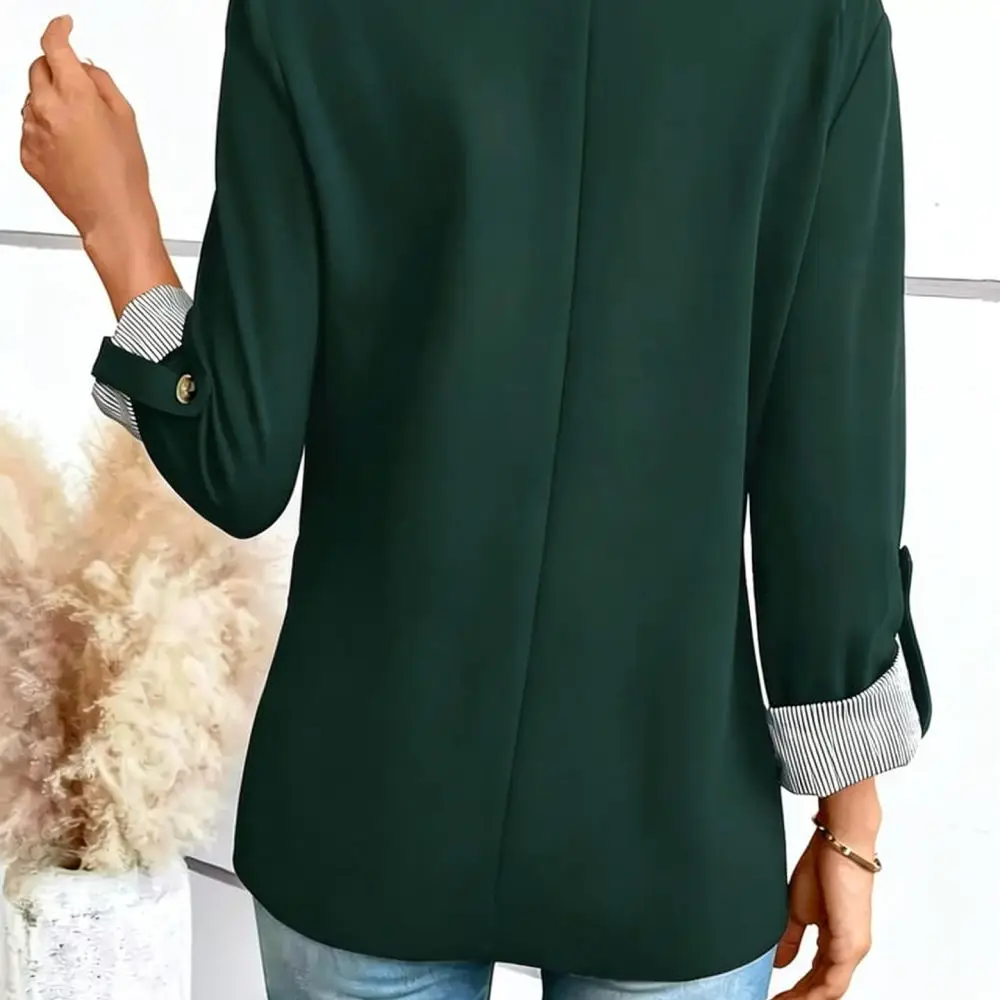 Slim Fit Womens Blazer Jacket Seven Sleeve Business Casual Suit Elegant Office Outwear Fashion Solid Color Single Button Coat