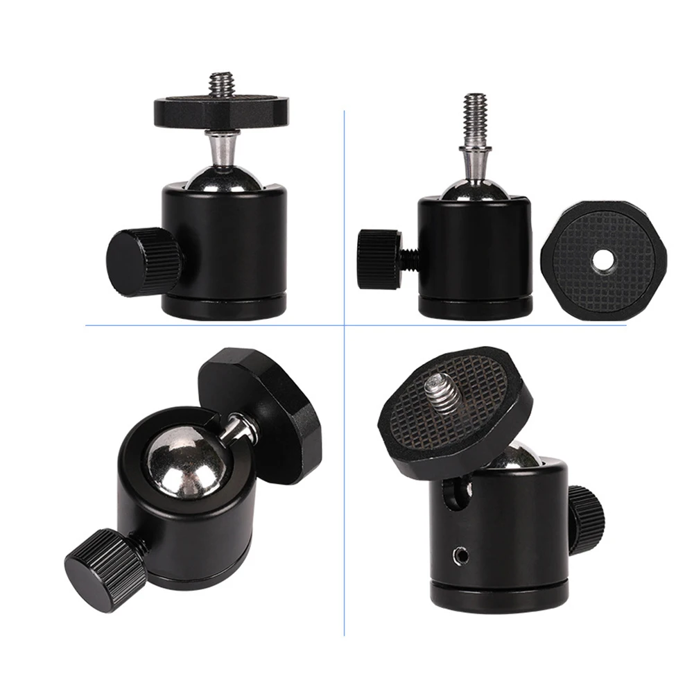 Tripod Ball Head Adapter Angle Adjustment 1/4in Screw For DSLR Camera Mic Stand Small Metal Cloud Platform Aluminum Alloy